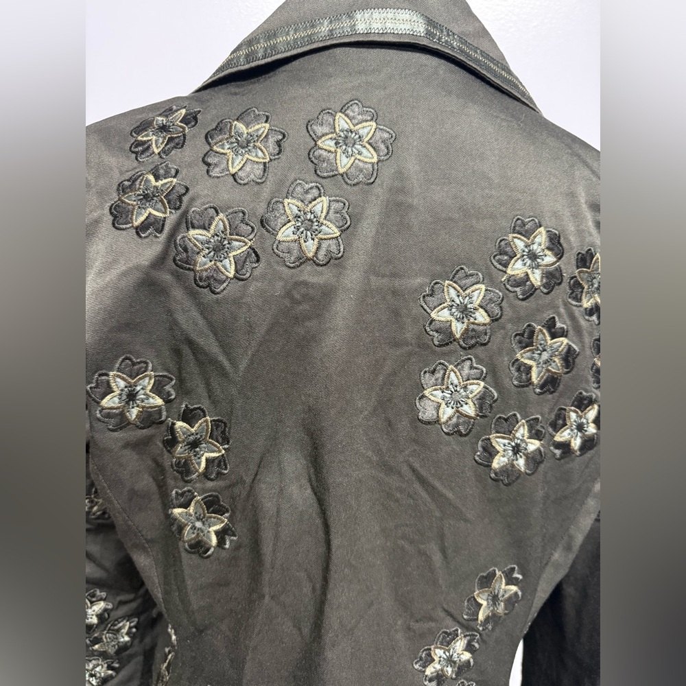Vintage Paparazzi Chic Black Embroidered Women's button up jacket size L - Picture 4 of 14